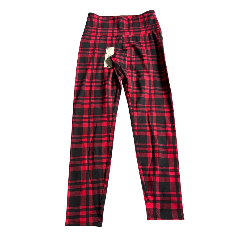 No Boundaries Ankle Leggings Womens Size Medium‎ (8-10) Red Plaid Stretchy Pants
